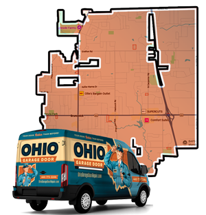Map of garage door service area in Brunswick, OH