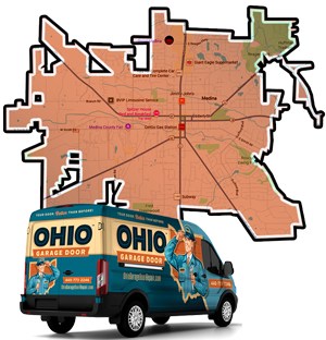 Map of garage door service in Medina, OH