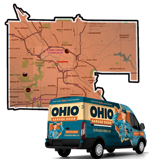 Map of garage door services in Youngstown, OH