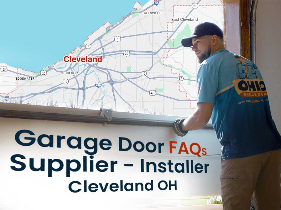A Ohio Garage Door Repair technician installing new garage doors in Cleveland, OH